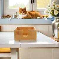 Square Bamboo Tissue Box Household Napkin Case Kitchen Paper Holder Restaurant Accessory Home Garden Storage ganization 2