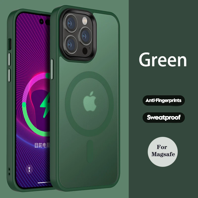 Matte Armor Silicone Magnetic Translucent Case with Wireless Charging Compatibility