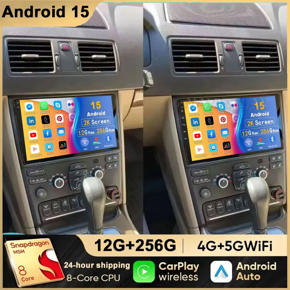 Android 15 para Volvo XC90 2004-2014 Radio de coche reproductor de vídeo Multimedia navegación estéreo GPS Octa Core 2 Din 360 cámara WiFi 5G 1