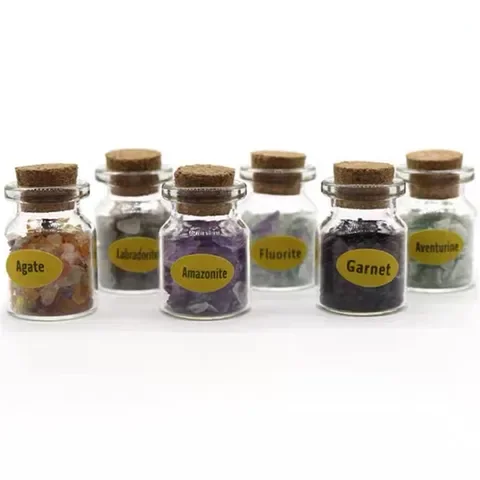 

9bottles Wishing Bottle Natural Mixed Quartz Crystal Stone Rock Gravel Specimen Tank Decor Natural Stones and Minerals