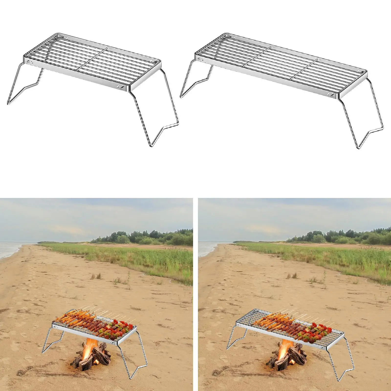Folding Campfire Grill Compact Lightweight Multiuse Foldable Firepit Grill Grate for Barbecue Camping Fishing Picnic Backpacking