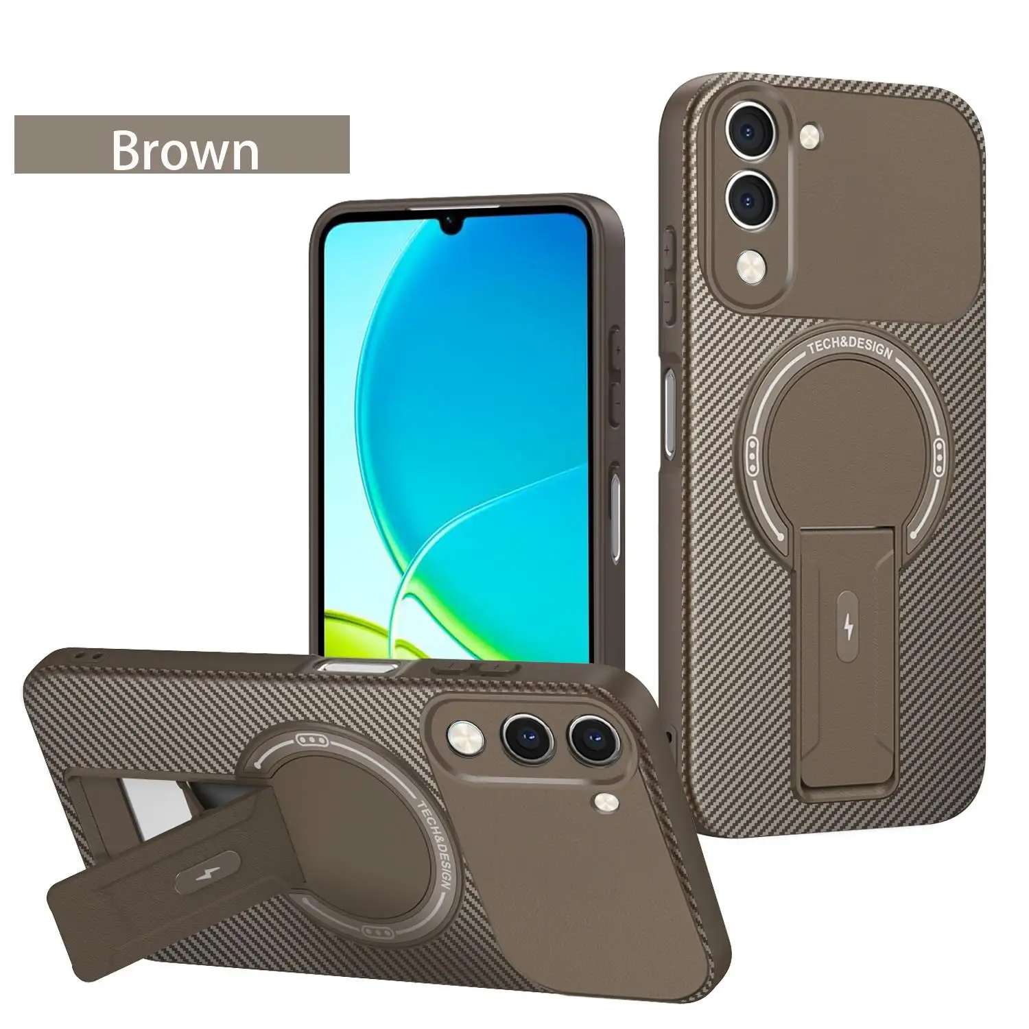 Luxury Magnetic Carbon Stand Case with Wireless Charging Feature