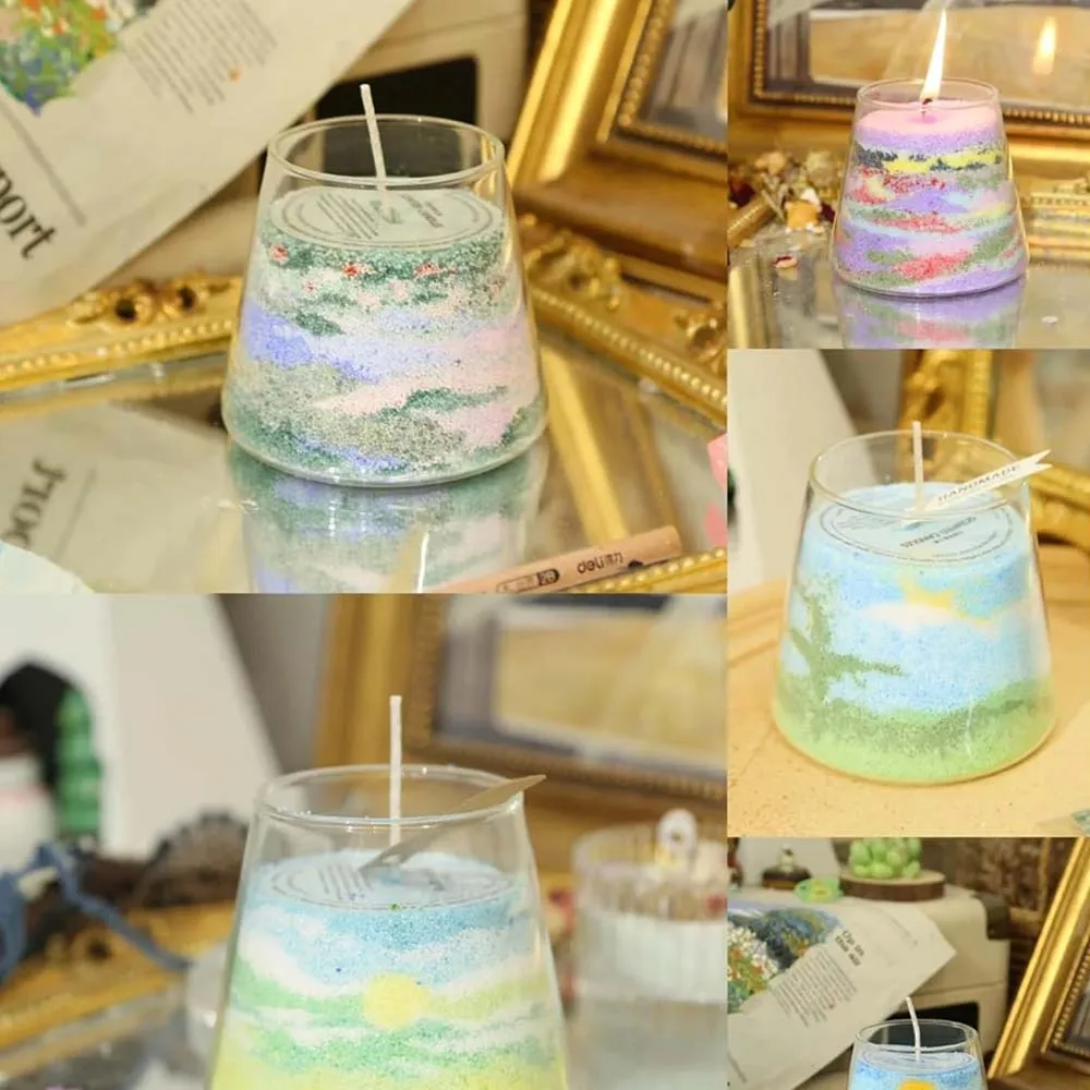 50G Colorful Pearl Candle and 5PCS Candle Wicks- Sand Wax, Pearl Wax, for Making, Wedding, Party Handcraft