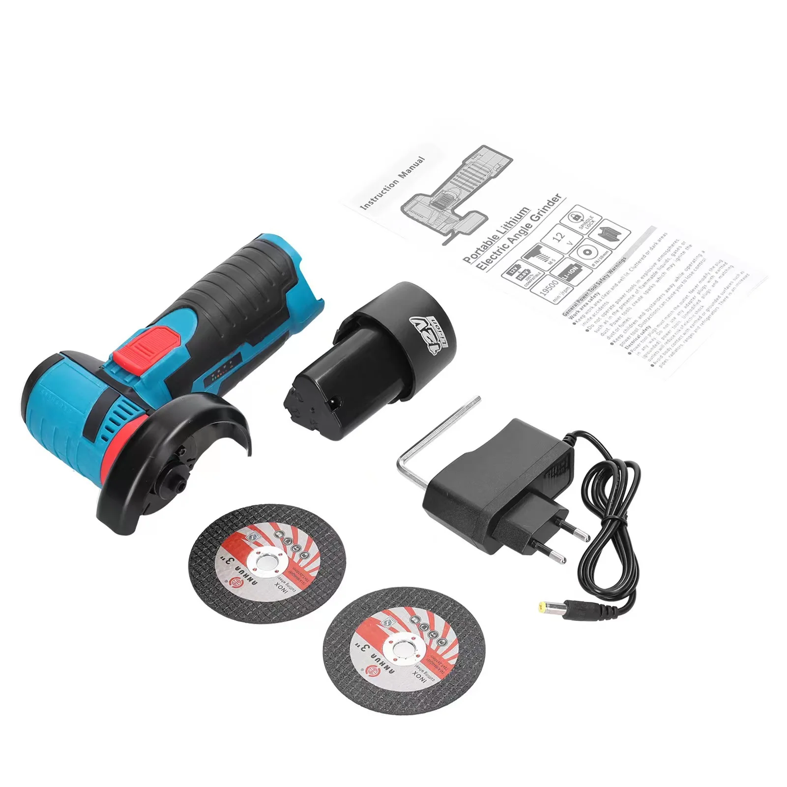12V Mini Brushless Angle Grinder with Rechargeable Lithium Battery Cordless Polishing Machine Diamond Cutting with Accessories 4