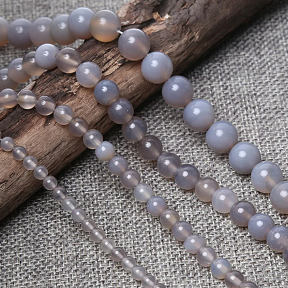 

AAA Natural Stone Grey Agates Round Loose Beads for Jewelry Making Strand DIY Bracelet Necklace Onyx Beading 6-12mm Wholesale