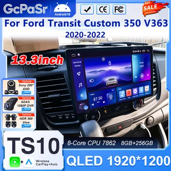 Autoradio Android da 13,3 pollici con navigatore GPS per Ford Transit Custom 350 Transit V363 2020-2022, lettore multimediale video, unità principale