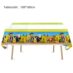 Green Farm Tractor Birthday Party Tableware Set with Banner, Balloons, Cups, Plates, and Napkins (Coffee)