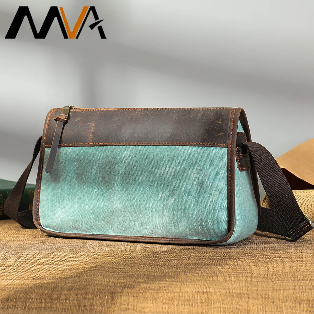

MVA Man Messenger Bag Men's Leather Shoulder Bag Casual Waterproof Made Of Genuine Leather Business Bags for Men 9.7" Ipad New