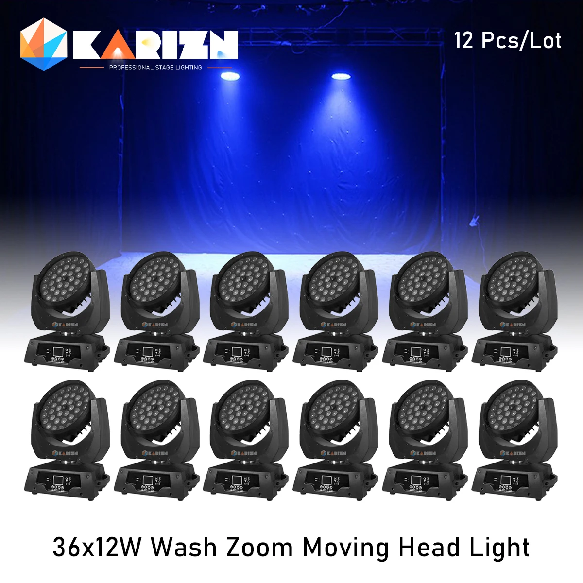 

0 Tax 12Pcs 36x12/8W RGBW 4in1 /RGBWAUV 6in1 LED Zoom Wash Moving Head Light DMX Control Stage Lighting DJ Disco Party Lights