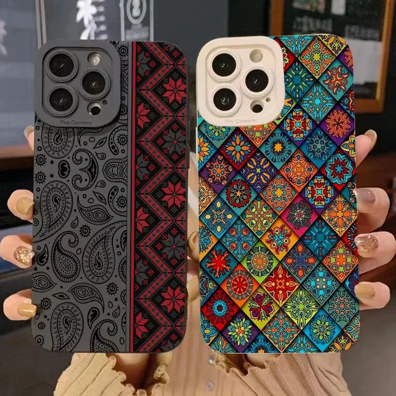 Vintage Totem Pattern Silicone Phone Case Cover in Vibrant Design
