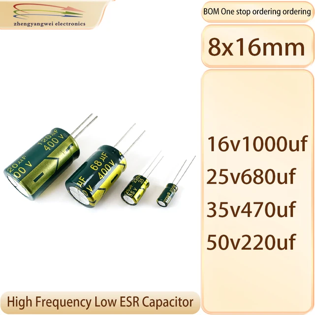8x16 20PCS High frequency low resistance 16v1000uf 25v680uf 35v470uf 50v220uf  electrolytic capacitor