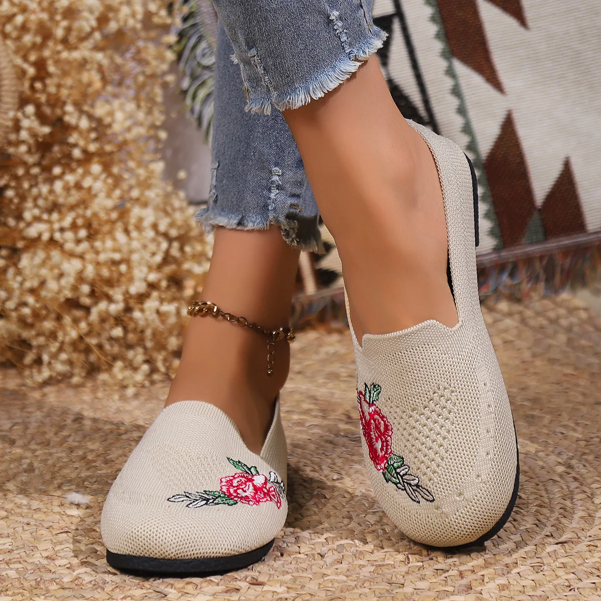 New Mesh Ballet Flats Women Square Toe Daily Loafers Breathable Flats Driving Shoes Sneakers Boat Shoes woman flats