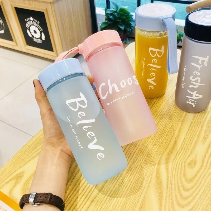 Portable Plastic Cup Creative Gift Water Cup Children Student Advertising Wheat Sports Fruit Lemon Juice Drinking Bottle plastic wine cups