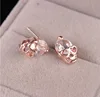 Rose Gold Color Skull Stud Earrings With Sparkling Zircon Cute Hip-Hop Style Street Punk Neutral Earrings For Couples jewelry 4