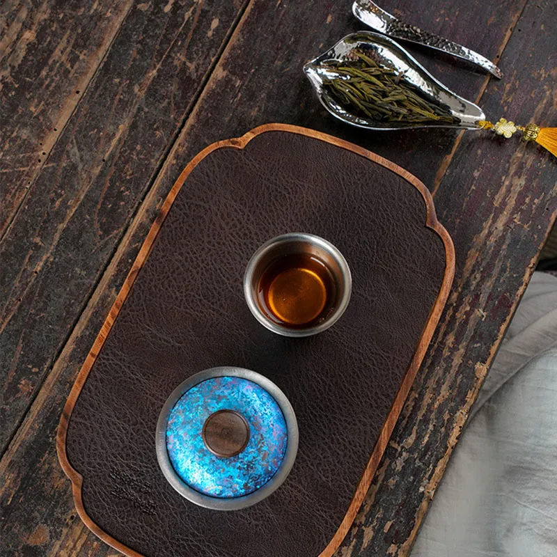 100ml Mini Gaiwan With Hover Lid & Wooden Handle,Double Layer Pure Titanium,Heat Proof Drinkware,Small Tea Bowl,Chinese Tea Set