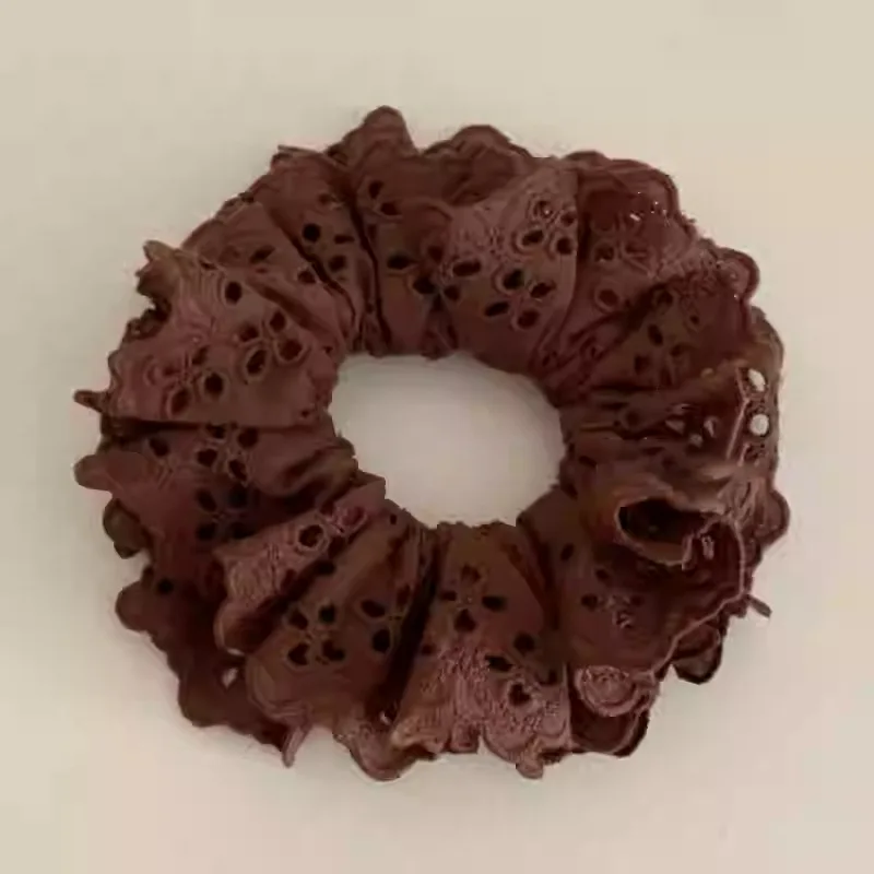 Doppellagige Blumenspitze, ausgehöhlte, plissierte Ballett-Spitzen-Haargummis, süße, sanfte, niedrige Pferdeschwanz-Kopfbänder, neue Accessoires für Frauen – Detail 9