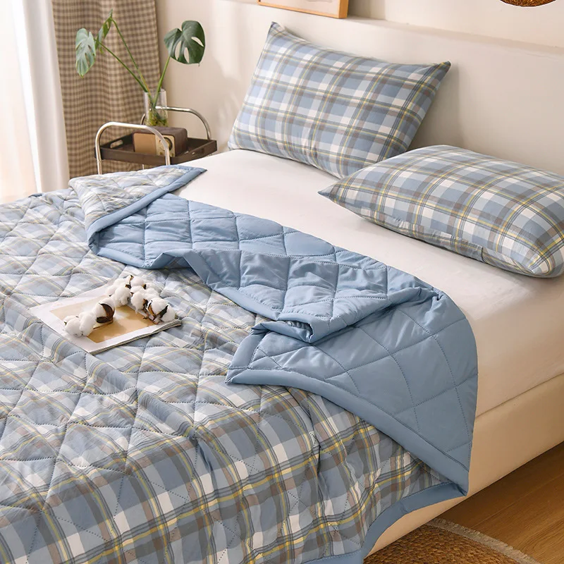 Striped checkered summer thin blanket skin friendly printed summer cool blanket air conditioning blanket thin blanket core summer quilt