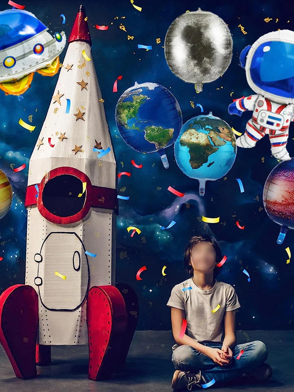 Rakete Astronaut Folie Luftballons 32 Zoll blau Nummer 0-9 Ballon Kinder Jungen Weltraum Thema Geburtstags feier Baby party Dekoration – Detail 20