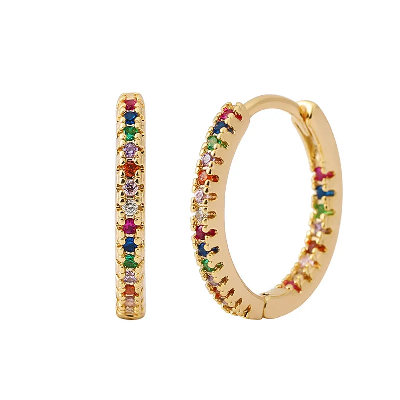 Trend ige goldene Farbe Zirkonia runde Kupfer Ohrringe für Frauen Metall Kristall Ohrring Party Alltags schmuck – Detail 4