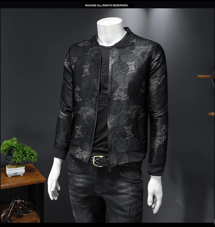 Vintage Chaqueta Negra Hombres Primavera Slim Fit Jacquard Bomber Chaqueta  Abrigo Hombres Alta Calidad 5xl Chaqueta Hombre Casual Bomber Outfit 201118  De 52,33 €