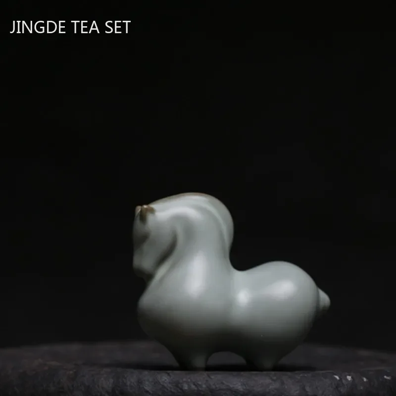 Tradition Ceramics Tea Pet Ornaments Lovely Pony Horse Statue Tea Table Decoration Home Desktop Handmade Crafts Tea Set Supplies