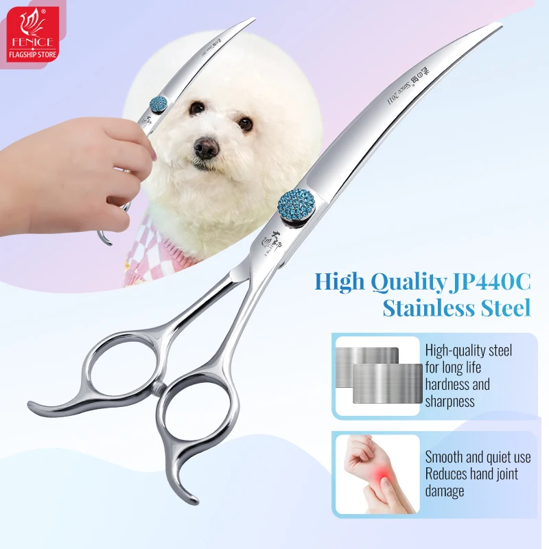 6.5/7.5 Inch Curved Scissors 45&deg; For Trimming Dog's Round Head Pet Grooming Tools dog grooming scissors