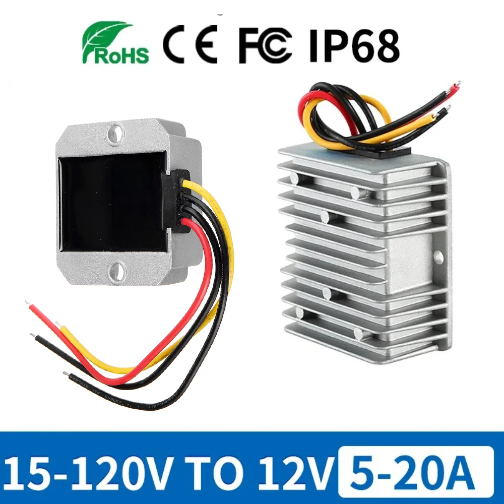 Buck Converter For Car Conversor Regulador de Potência Step Down Voltage Câmera Cctv 100v 96v 84v 72v 60v 48v 24v do 12v 20a 5a 10a dc