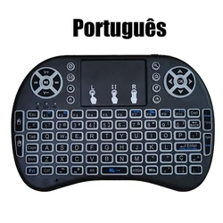 Enhanced Wireless Backlit Air Mouse with Touchpad and Multi-language Mini Keyboard - Lithium Version (Portuguese)