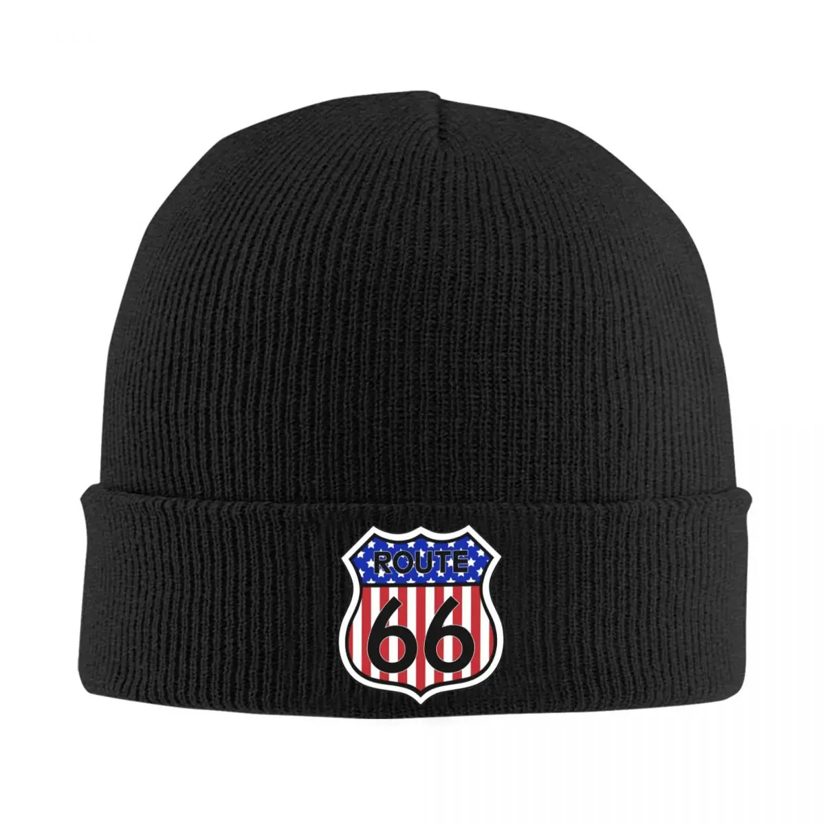 

Route 66 USA Knitted Hat for Women Men Beanies Winter Hats Acrylic Americas Highway Warm Melon Cap