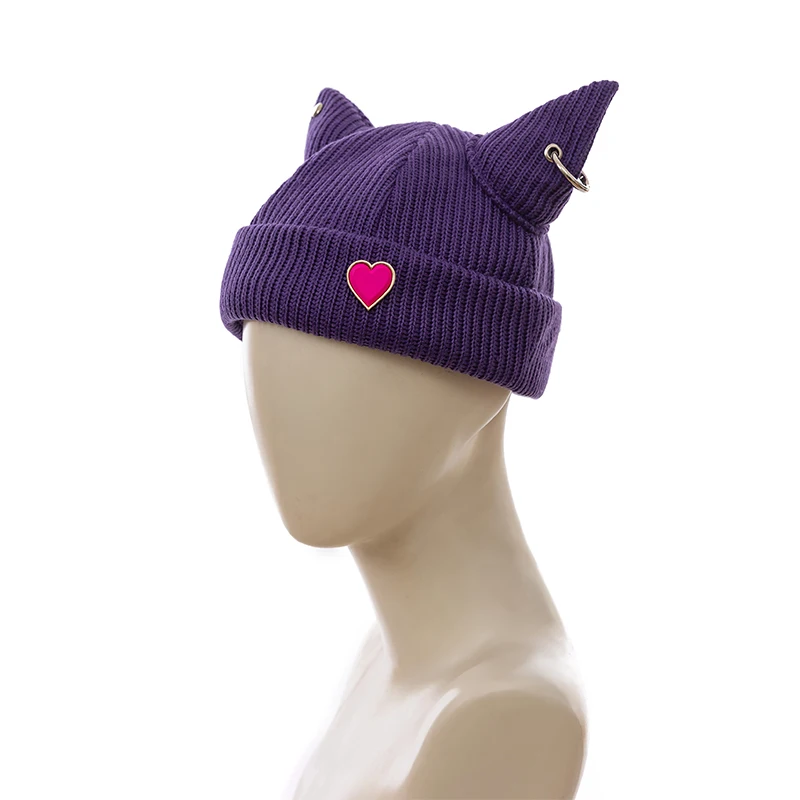 Game LOL Sett Heartsteel Cosplay Hat,The Boss Sett\'s Purple Knitted Hat,Same Headgear,Halloween Carnival Party Role Play Props