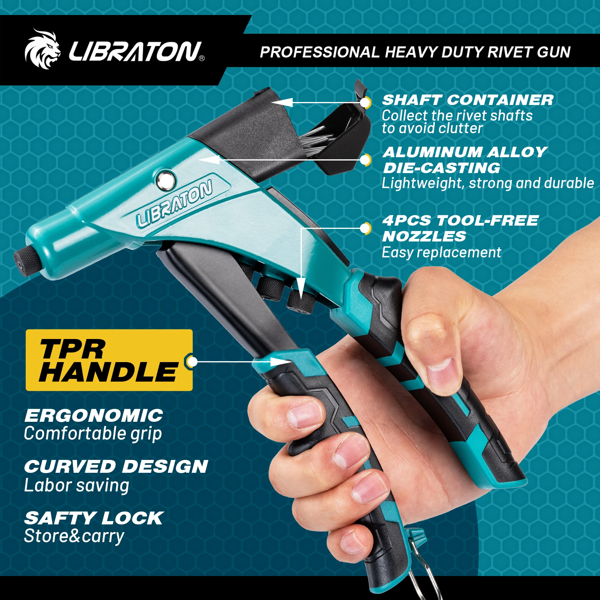 Rivet Gun Kit Heavy Duty Professional One-Handed Pop Rivet Gun Manual Riveting Tool For Metal Wood and Plastic rivet gun,rivet gun set,rivet gun part