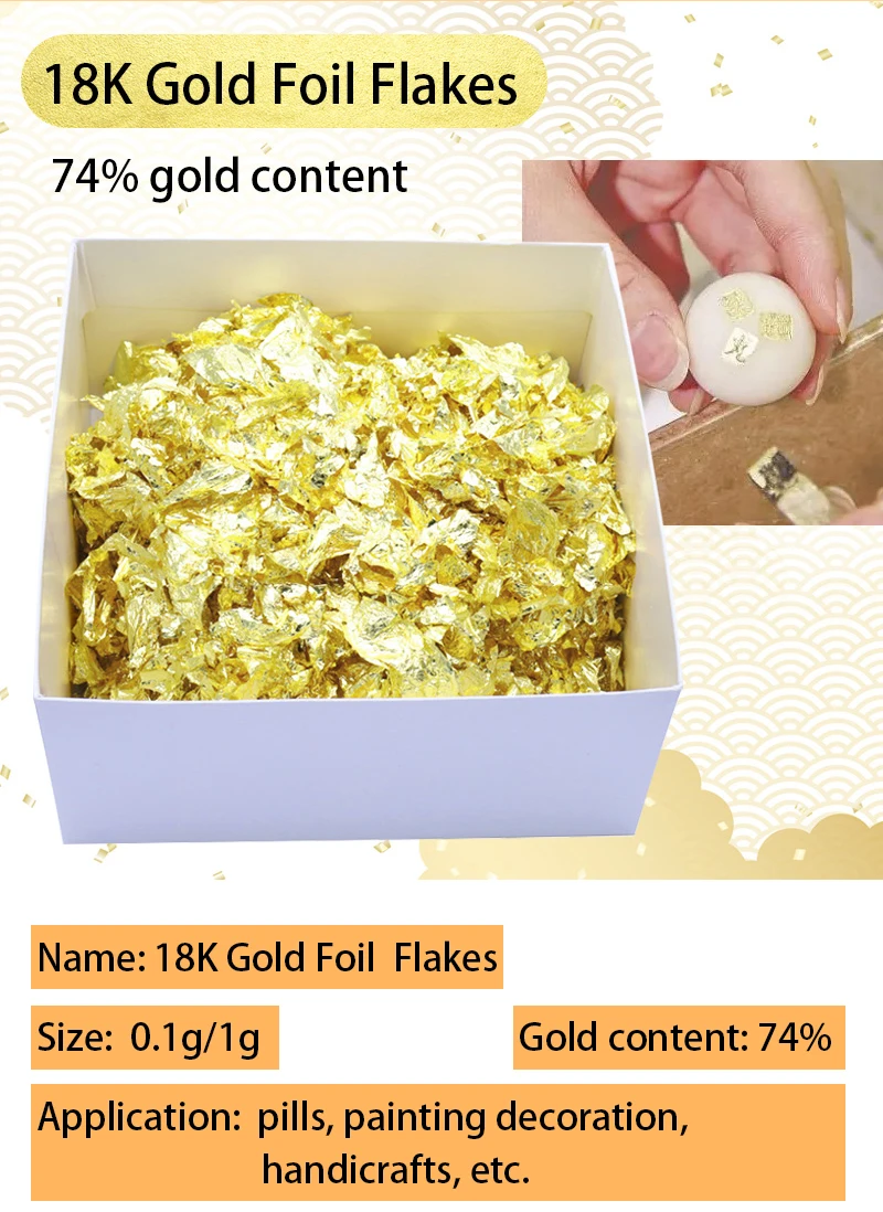 SIM GOLD LEAF Feuilles d'or 18 mm X 18 mm Comestible Alimentaire