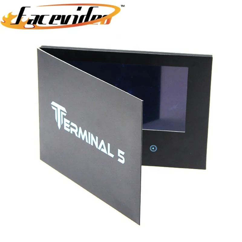 Custom. best seller A5 블랙 페이퍼 광고 플레이어 인치 비디오 음악 사진서 LCD 소책자 비즈니스 비디오 브로셔