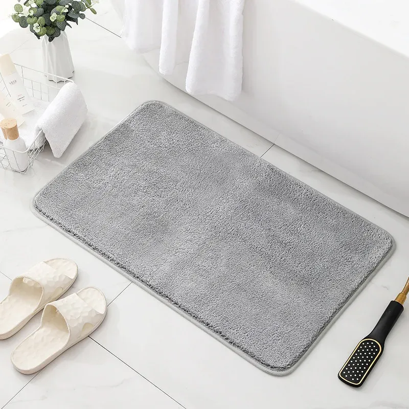 Extra Thick Wool Bathroom Rug Non Slip Absorbent Door Mat for Toilet Shower Room Home Entrance Soft Cozy Floor Carpet