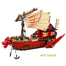 Bateau de rebond Destiny avec figurines, blocs de construction compatibles 71705, jouets éducatifs pour enfants, cadeaux 