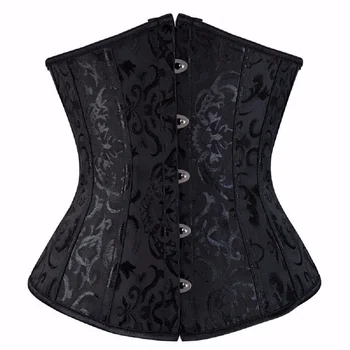 Women Gothic Sexy Satin Underbust Corset Bustier Waist Cincher Slimming Body Shaper Corselete Lingerie Plus Size Party Clubwear 1