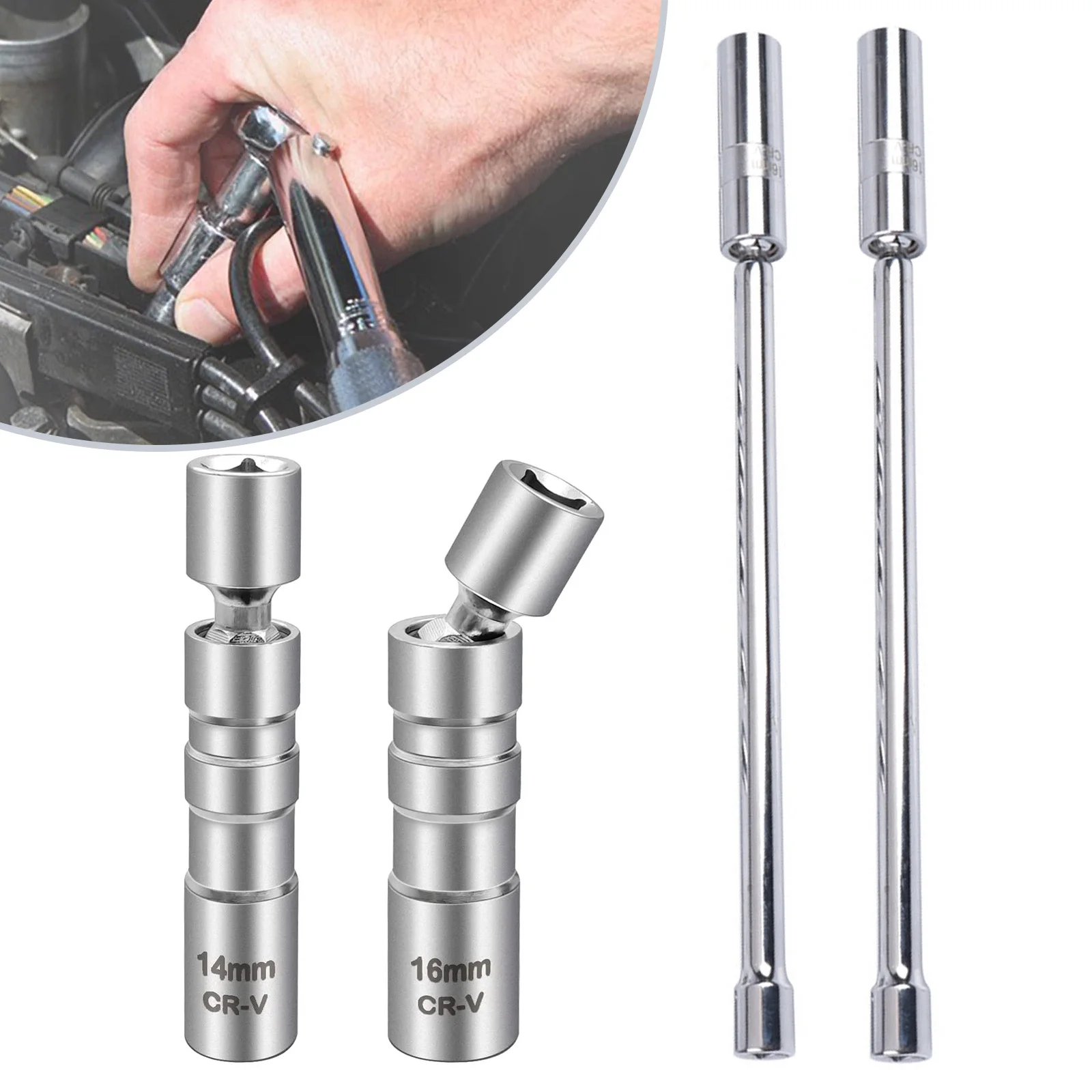 

New 14mm 16mm thin wall spark plug socket universal joint with magnetic flexible socket wrench auto repair tool