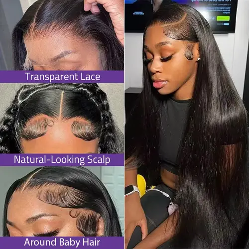 Straight Lace Front Wig Full Lace Human Hair Wigs For Women Human Hair 44 Inch 13x6 Bone Straight Human Hair Hd Lace Frontal Wig - Image 3
