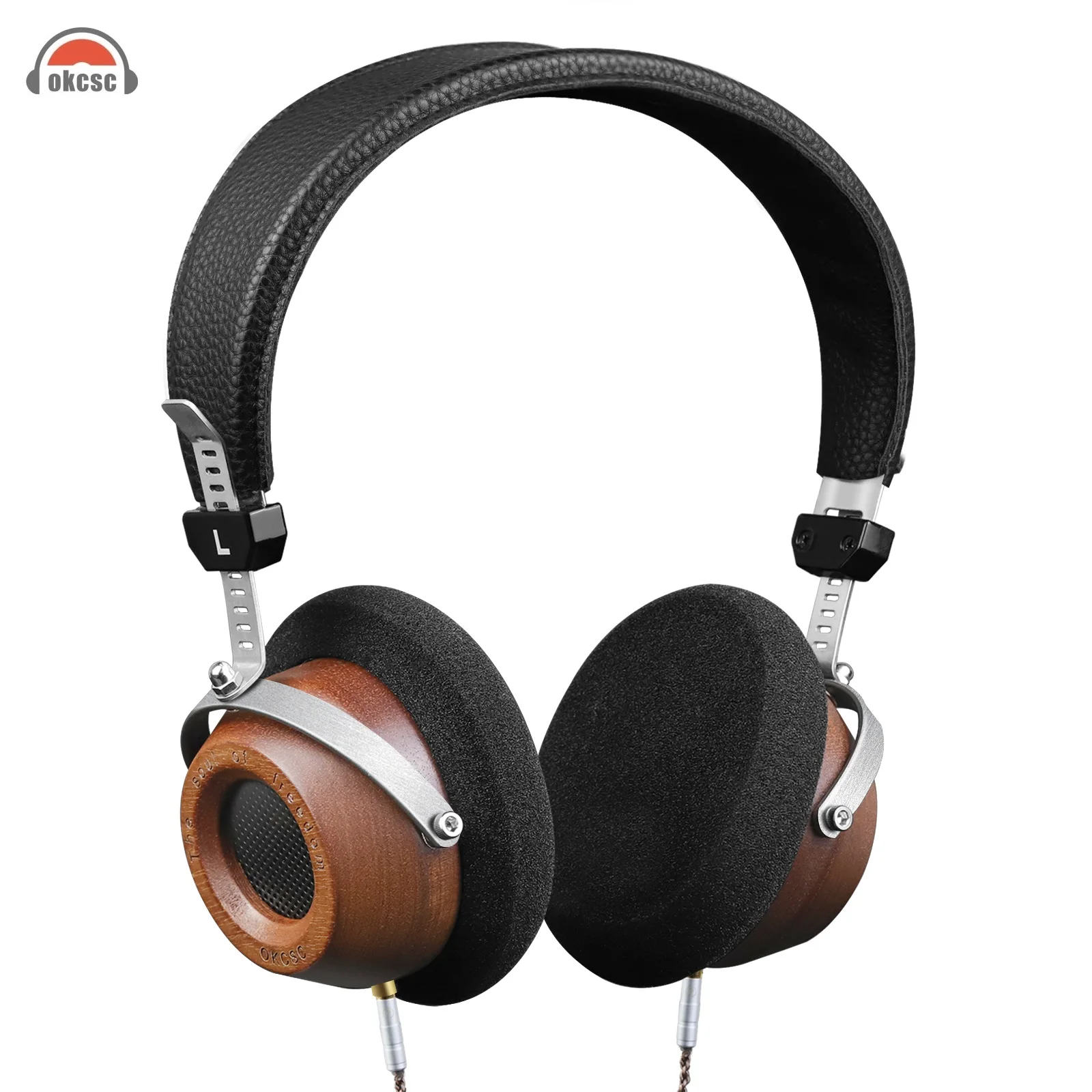 OKCSC M1 Pro drewniane słuchawki hi-fi DIY Semi-Open-Back zestaw słuchawkowy Stereo słuchawki 40mm sterownik 3.5mm odpinany Retro-Vintage styl