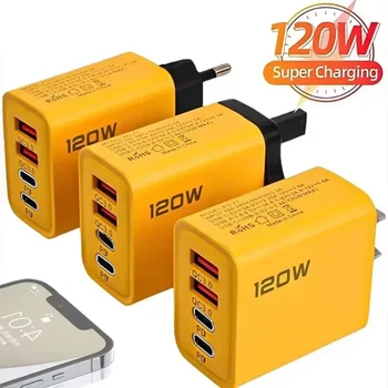 120W Fast Charging 4 Ports Phone Charger QC3.0 USB Type C Chargers Dual PD USB EU/US Plug Wall Adapter For iPhone Samsung 2026 1