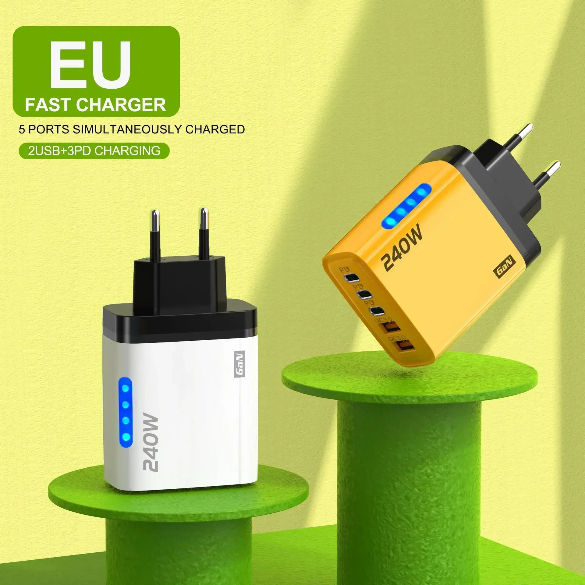 Fast Charging Desktop Charger With Dual Usb And Triple Type C Port_voghion.com