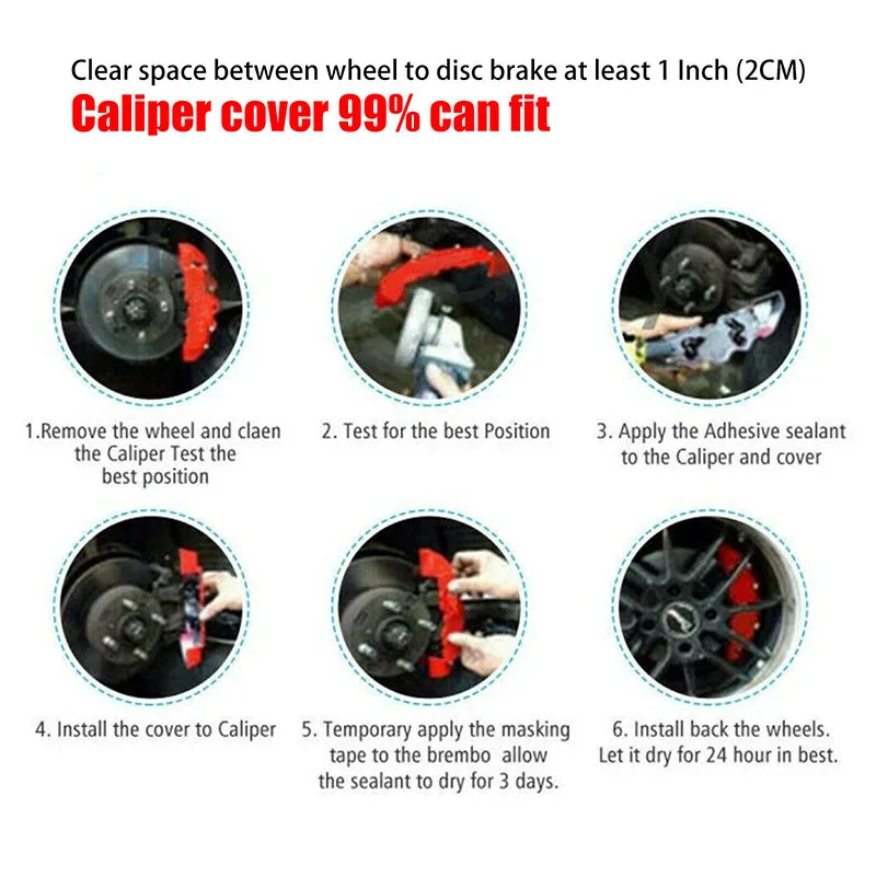 3D Car Disc Brake Caliper Covers Front & Rear Kit Car Caliper Cover Decoration Auto Brake Cover Accessories