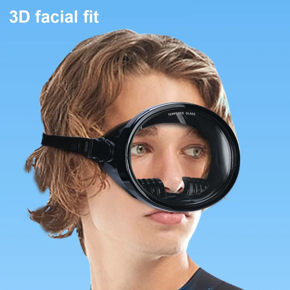 1Pc Oval Diving Mask Spearfishing Mask Classic Retro-Style Panoramic Wide View Scuba Goggles Tempered Glass Lens for Adults