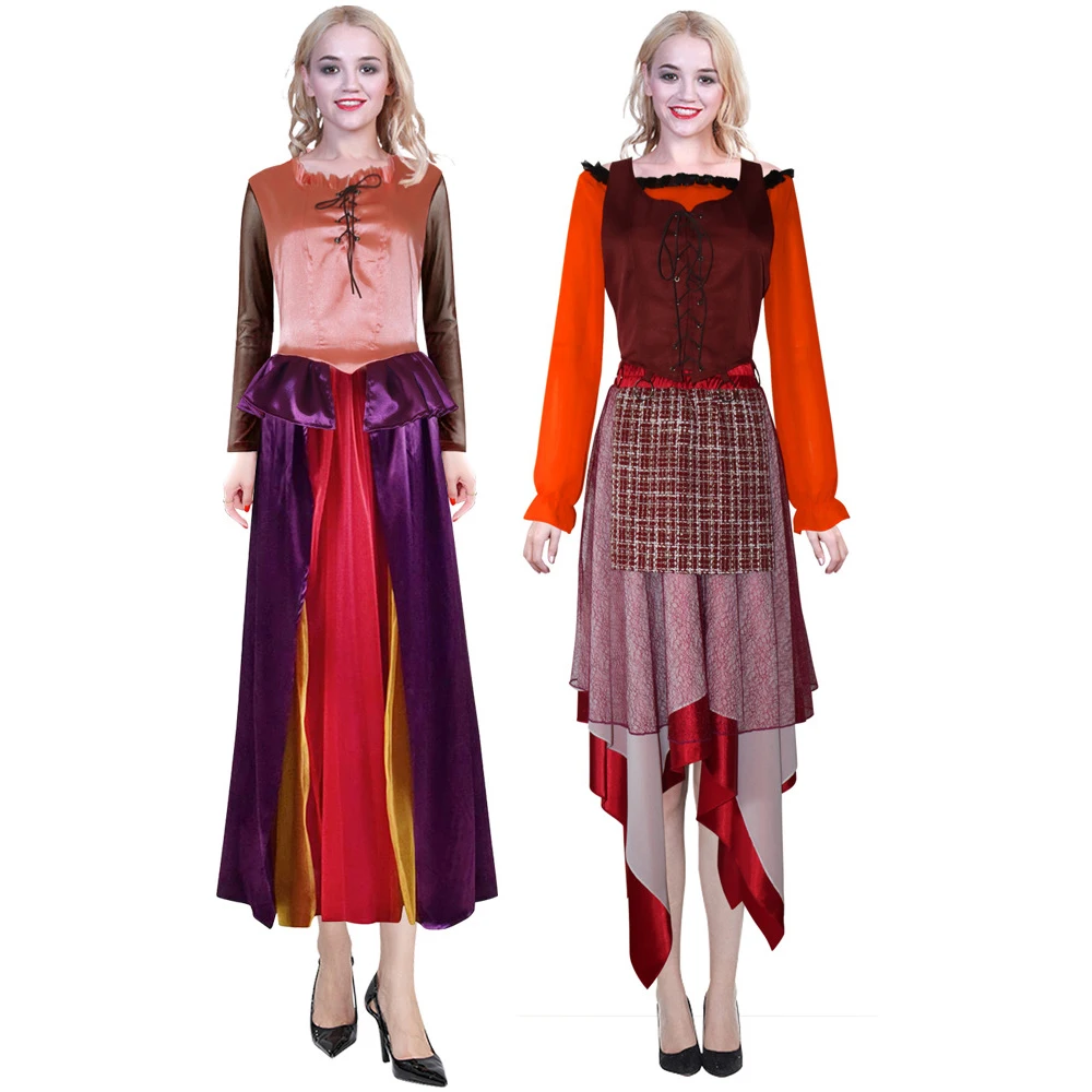 Anime Cosplay Movie Hocus Pocus 2 Sarah Sanderson Cosplay Costume Halloween Mary Sanderson Dress Outfits Carnival Suit