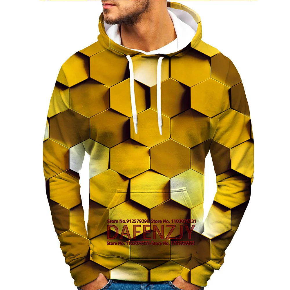 

Gold Abstract Visual Men's Hoodies Streetwear Long Sleeve With Hood Jackets Spring Funny Fashion Pullover Tops