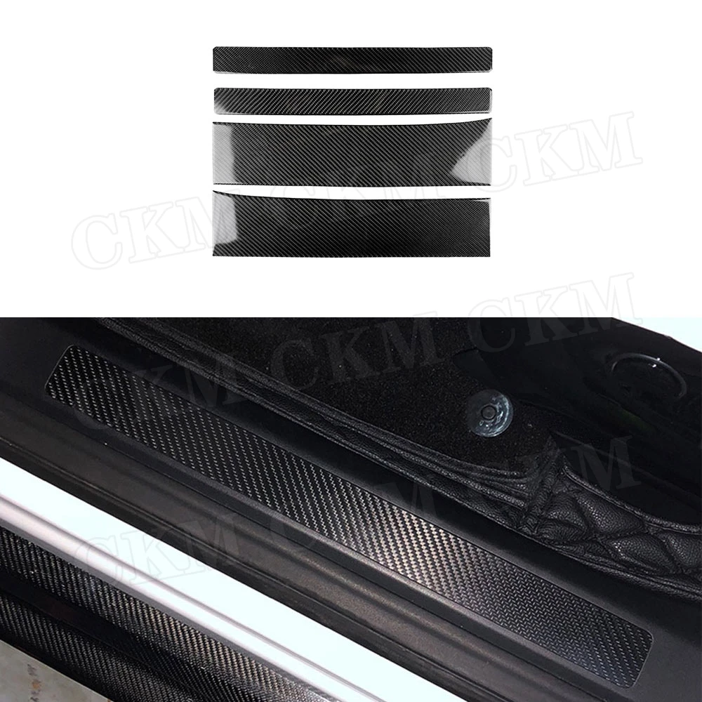 

Carbon Fiber Car Door Sill Protective Strips Anti Scratch Scuff Pedal Trim Cover Stickers For Tesla Model X 2015-2019
