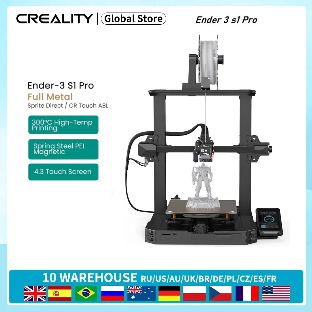 La Più Recente Stampante 3D Creality Ender-3 V2/ V2Neo/ S1/ S1 Pro / S1Plus Estrusore Diretto A Doppia Marcia 4.3 Pollici 32Bit Silent Cr Touch