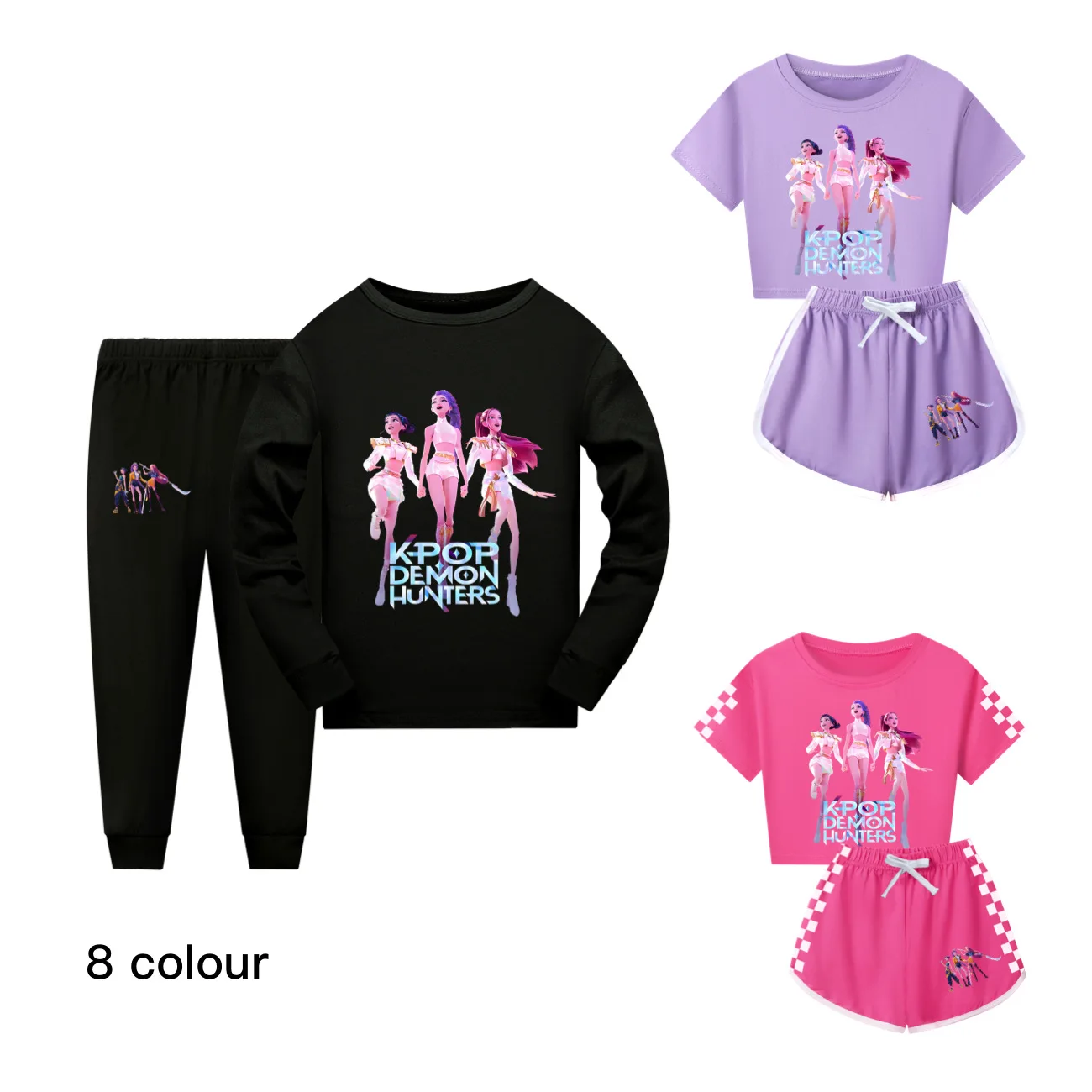 Pyjama Fille Kpop D-Demon H-Hunters - Ensemble Manches Longues En Coton - Imprimé Fantaisie, Confortable - Cadeau Enfant