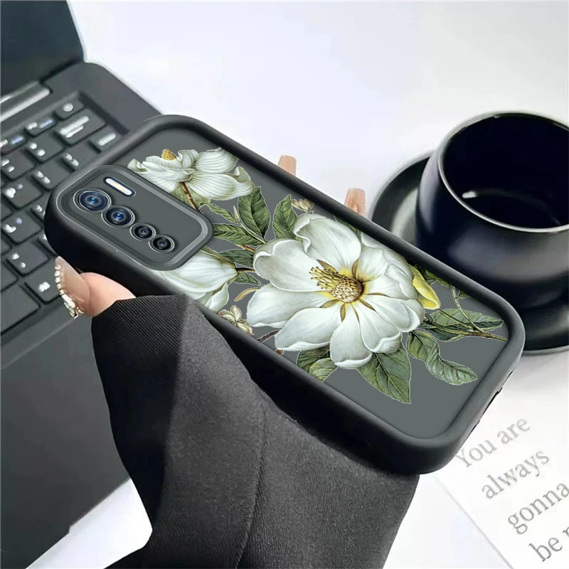 Floral Painted Silicone Phone Case - Soft, Anti-Drop Protective Cover