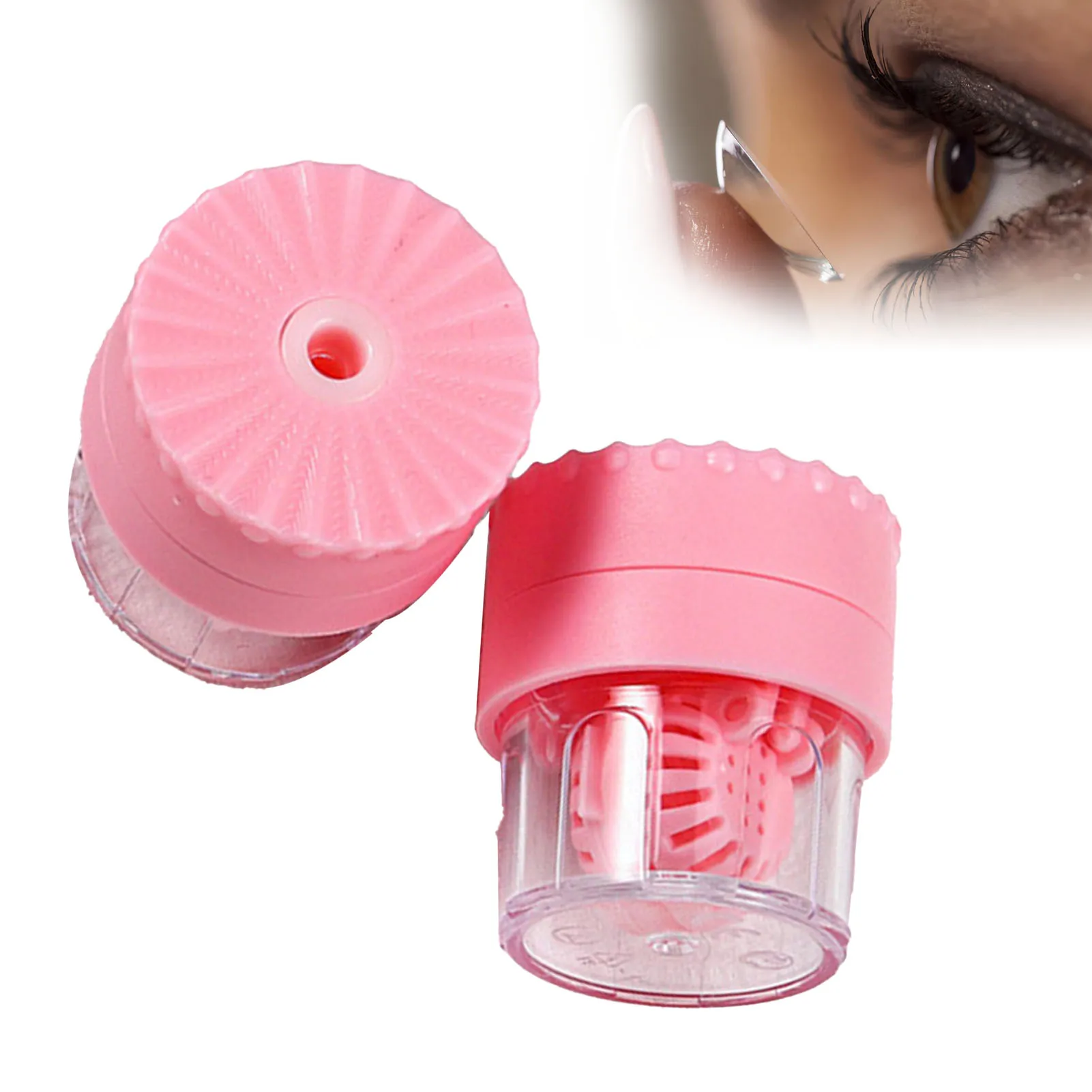 Contact Lens Cleaner Case Portable Manually Rotatable Contact Lens Case Plastic Container Storage Holder Eyewear Accessories